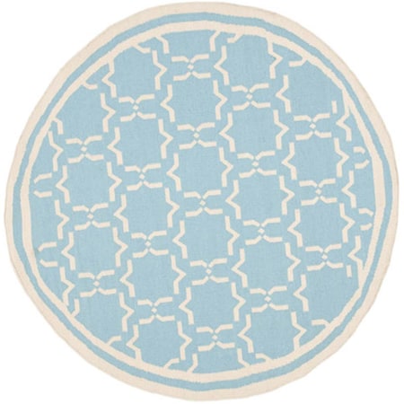 Safavieh Dhurries Round Area Rug, Light Blue and Ivory - 8 x 8 ft. DHU545B-8R